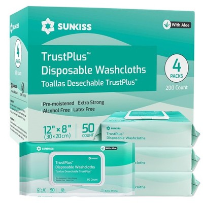 Trustplus Wet Wipes for Adult No Rinse, Extra Large 8 x12  Body Cleaning Wash...