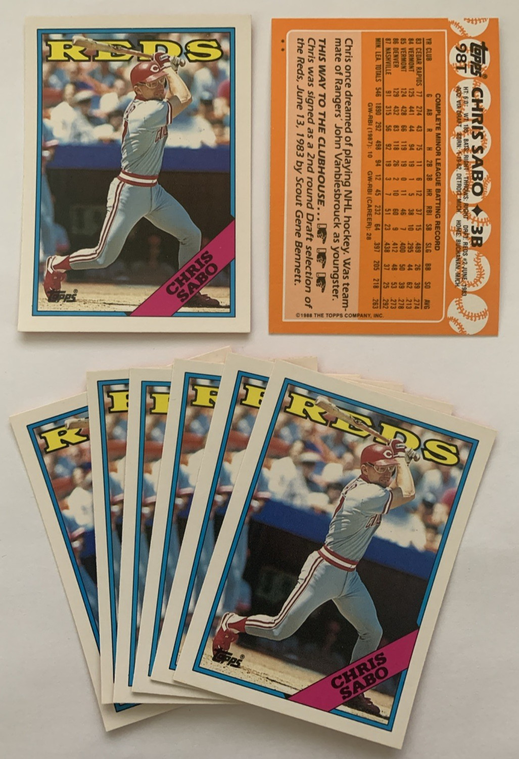 Chris Sabo RC rookie card, 1988 Topps Traded #98T, Cincinnati Reds, 1988 NL ROY