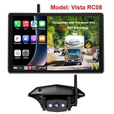 AUTO-VOX 8.2'' Upgraded RV Backup Camera Wireless 1080P DVR Monitor with CarPlay