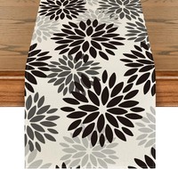 TischläUfer Schwarz Dahlien Blumen 40X300 Cm Herbst KüChe Dekoration Party