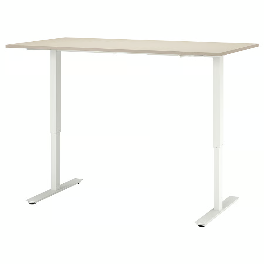 IKEA TROTTEN Adjustable Standing Desk Beige White Sit Stand Table