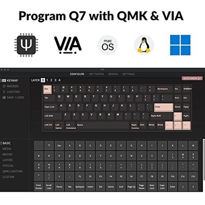 KEYCHRON Q7 70% HOT-SWAPPABLE RGB MECHANICAL KEYBOARD Q7J1 - GATERON RED SWITCH