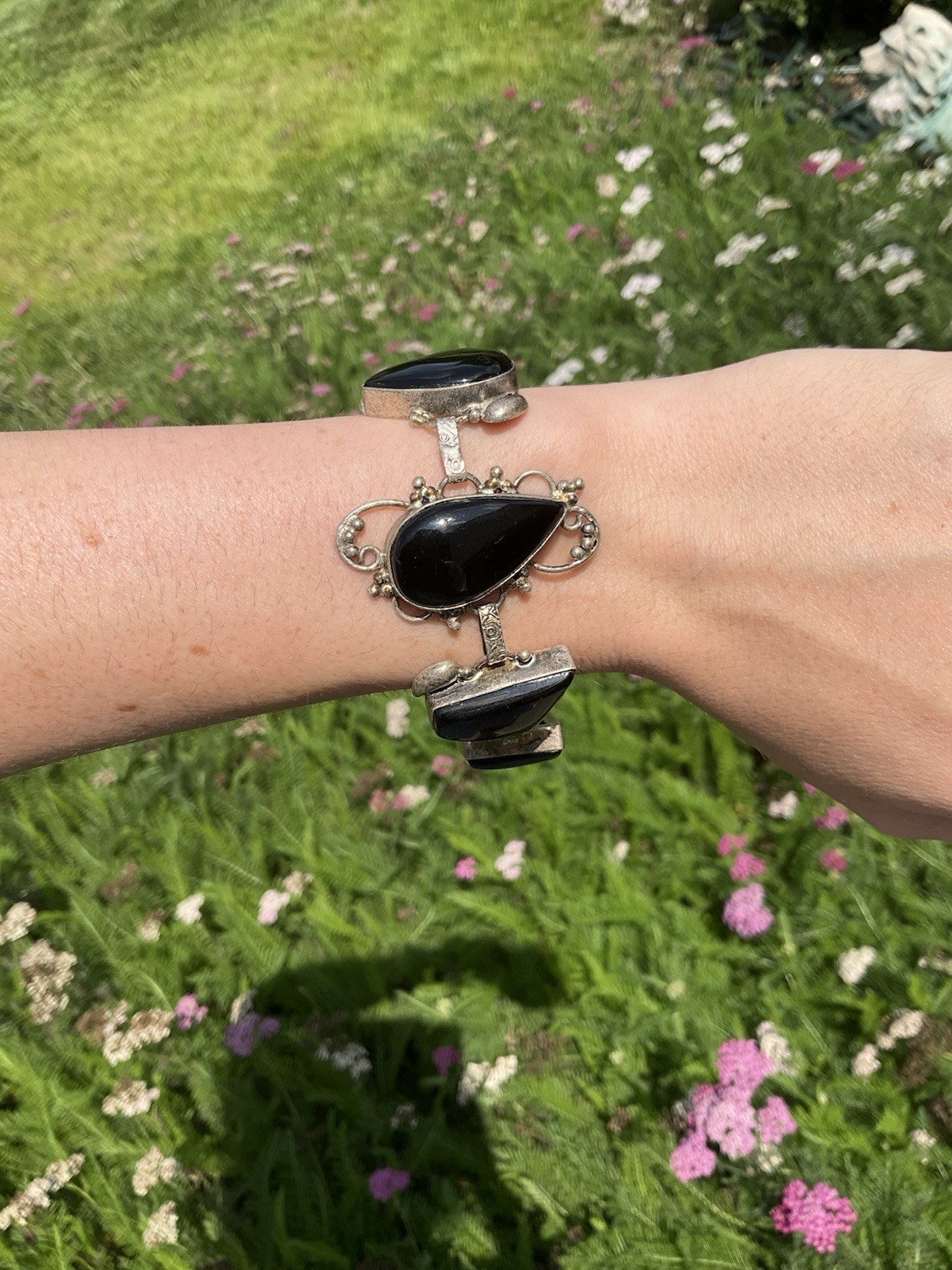 Stunning Black Onyx Bracelet 925 Sterling Silver