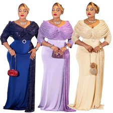 Women African Dashiki Bridesmaid Gown Plus Size Long Kaftan Wedding Party Dress