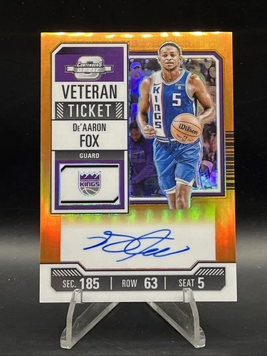 2023-24 Panini Contenders Optic Veteran Ticket De'Aaron Fox On Card Auto #4/15