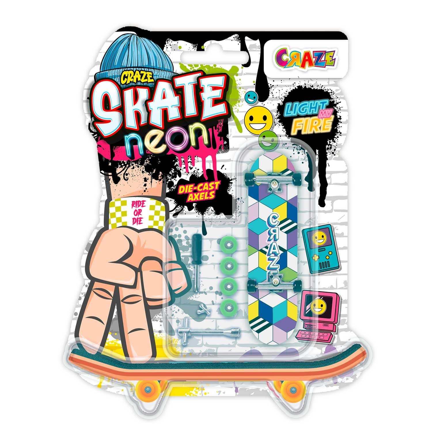 Finger Skate Fluorescents : Pack de 4 Mini Skateboards Lumineux pour Enfant