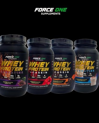 Force one Whey Protein Powder w/Creatine or Casein 3Ib-Choose Flavor-Zero Sugar