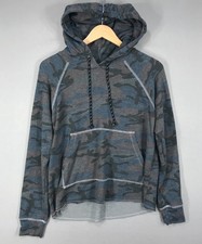 Sundry Hoodie Women's 1 Small Blue Camo Pullover Sweatshirt Long Sleeve USA Made