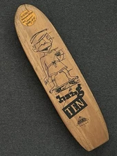 Rare Vintage NASH Hang Ten Sidewalk Surfboards 17 Wood Skateboard Black Graphics