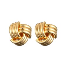 Trendy Gold Geometric Drop Dangle Earrings Chunky Gold Knot Statement Dangle ...