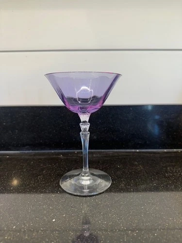 Vintage Fostoria Wisteria Champagne Goblet Depression Lavender Optic Etch