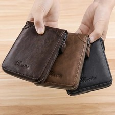 Men's Coin Purse Wallet RFID Blocking Man PU Leather Wallet Zipper Business Card