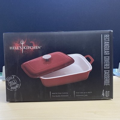 NEW NIB Hell's Kitchen Rectangular Covered Casserole 4 Qt Red 14.5x9.5
