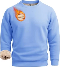 Boladeci Men's Full Sherpa Lined Crewneck Sweatshirts Medium, Light Blue 