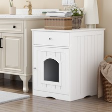 NEW  Wooden Pet House Litter Box Fence With Drawers