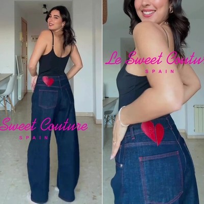 ザラ　バレルフィット　デニムパンツ　ハート　z1975 限定　34 バレンタイン ZARA WOMAN FW25/26 Z1975 BLUE HIGH-WAIST BARREL JEANS HEART 6147