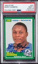 1989 SCORE #257 BARRY SANDERS ROOKIE RC PSA 9 AUTO 10
