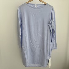 Lululemon Back In Action LS Dress NWT Size 6 Pastel Blue PSLB Pima Cotton