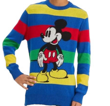 Disney Kids Unisex Retro Mickey Mouse Striped Long Sleeve Sweater Medium NWOT