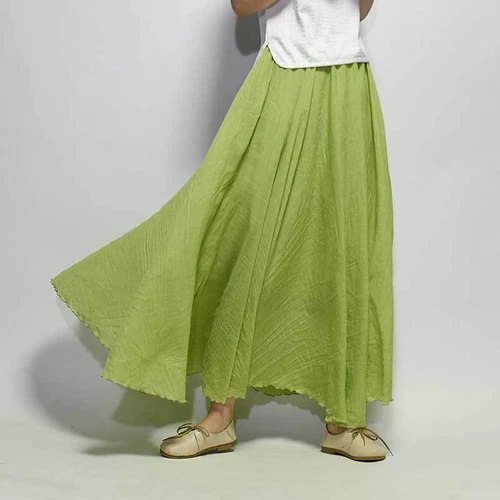 Women Summer Skirt Cotton Blend Long Skirts Elastic Waist Boho Maxi Skirts Size - Picture 12 of 32