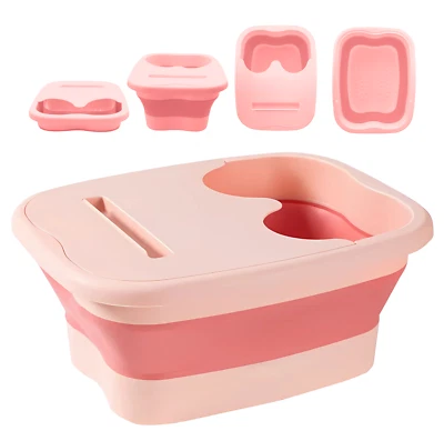 VIKINGTREAT Collapsible Foot Spa Bath Bucket with Handle Portable Pedicure Soak Pink