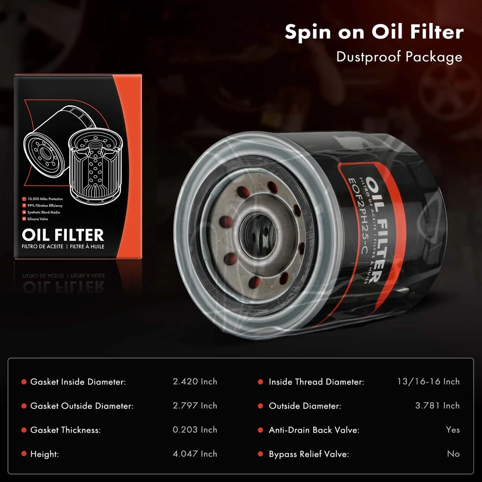 Масляный фильтр двигателя для Jeep CJ5 Cherokee Pontiac Bonneville защита 10 000 миль - Изображение 2 из 4