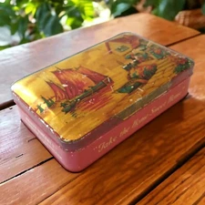 Vintage Bluebird Candy Tin Harry Vincent Toffee English Boat Village Hinged Red