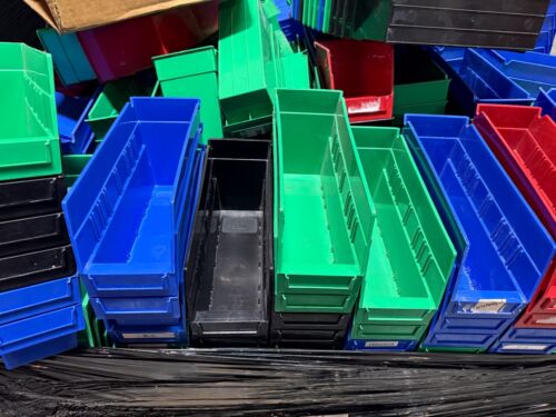 10 PACK!! Uline S-16275 Plastic Shelf Bins 4x12x6” Mixed colors - Picture 2 of 7