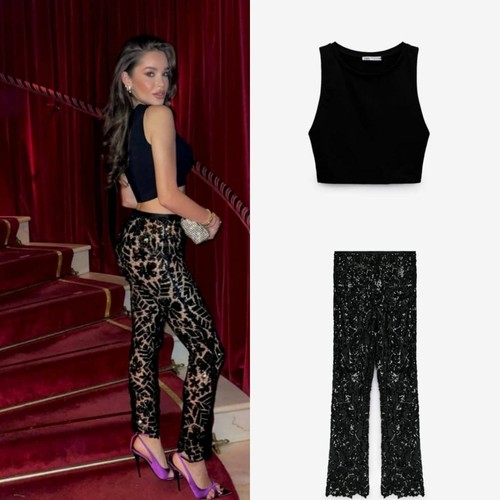 ZARA BLACK SEQUIN TROUSERS LIMITED 