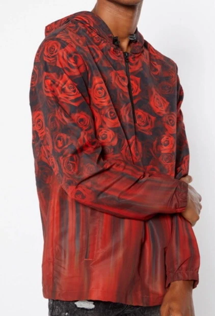 Rue 21 Red Faded Rose Print Hoodie