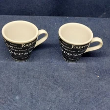 Vintage Bene Casa Espresso Cups Set/2 Black/White EUC 