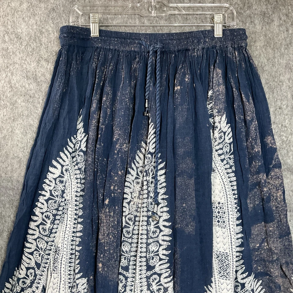 Falda Philosophy Mujer Mediana Azul Geométrica Reciclada Boho Maxi Arte para Usar Foto 3 de 4