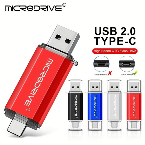 Microdrive 128GB Dual USB 2.0 & Type C Flash Drive - Silver Flash Drive - Picture 2 of 3