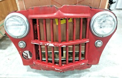 Willys Jeep フロントグリル 赤 WILLYS JEEP 1962 WAGON TRUCK FRONT END GRILLE, WITH LIGHTS, NICE