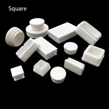 Rectangle Square Plastic Blanking End Cap Caps Tube Pipe Inserts Plug Bung White