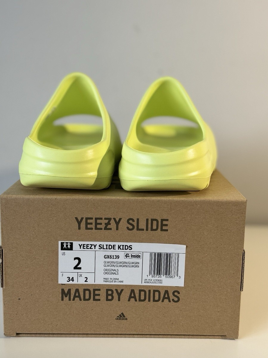 Adidas Yeezy Slide Green Glow Kids 2022 (GX6139) Youth Size 2Y | eBay