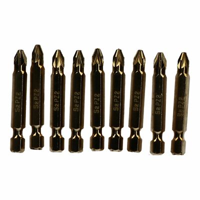 10-teiliges Power PZ2 Schraubendreher 50 mm titanbeschichtet S2 Bit Set Pozi ...