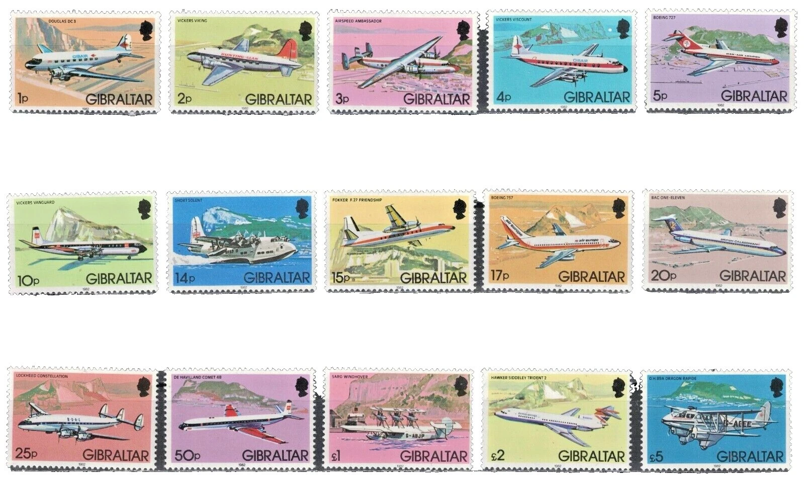 Postage Gibraltar Transportation Postal Stamps
