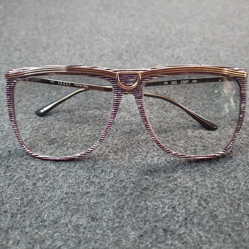 Vtg Gucci Sunglasses 2307 Tortoise Striped Purple Italy Hepburn Grace Fashion - 第 1/7 張圖片