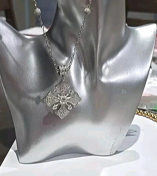 ESPO Signed MALTESE  CROSS Necklace  Sterling Silver  CZ Rhinestone Sp128 - Image 3 of 4