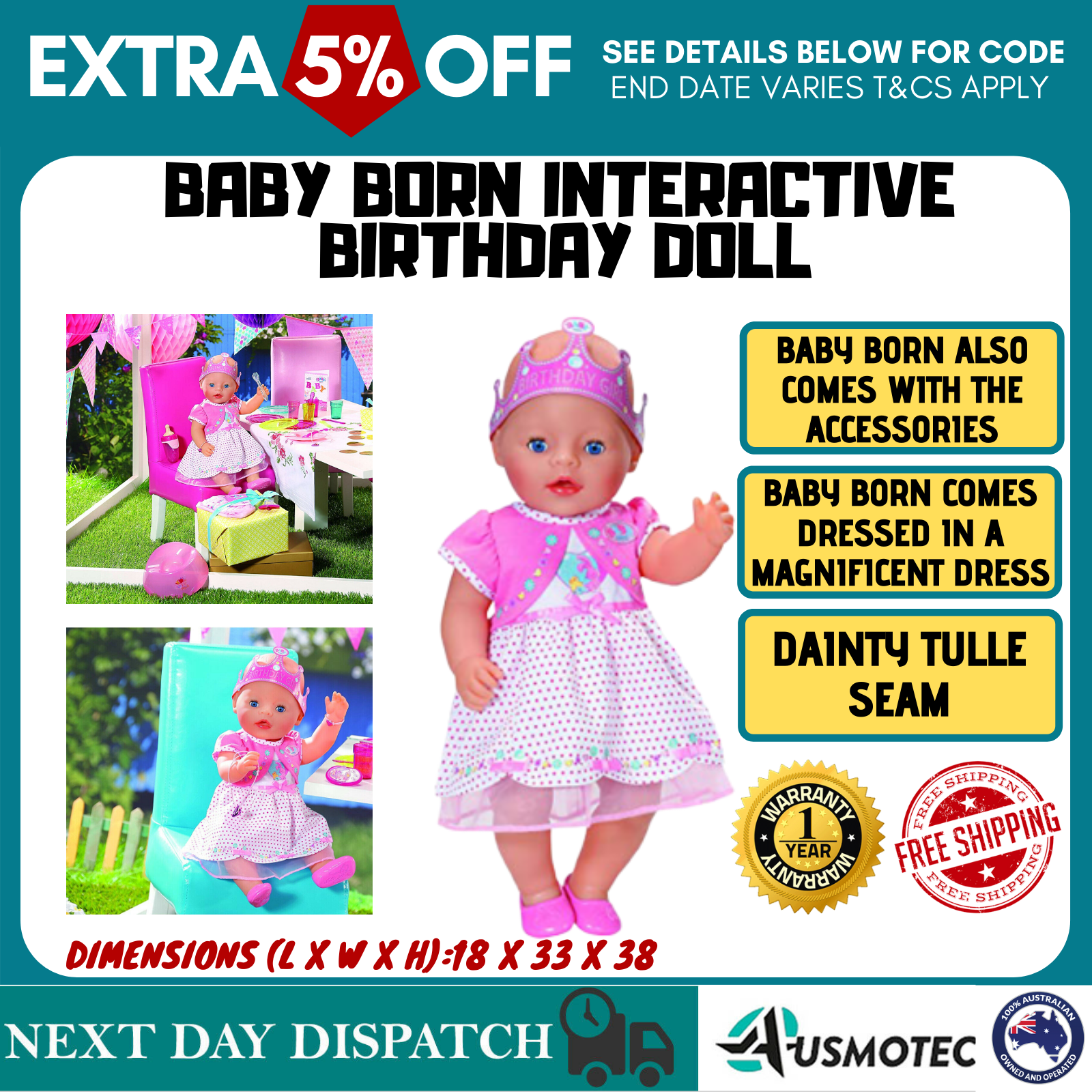 baby born interactive happy birthday doll