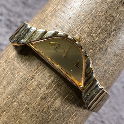 Seiko Half Moon Women 1F20-5D59 Dress Gold Tone Quartz  display picture 1