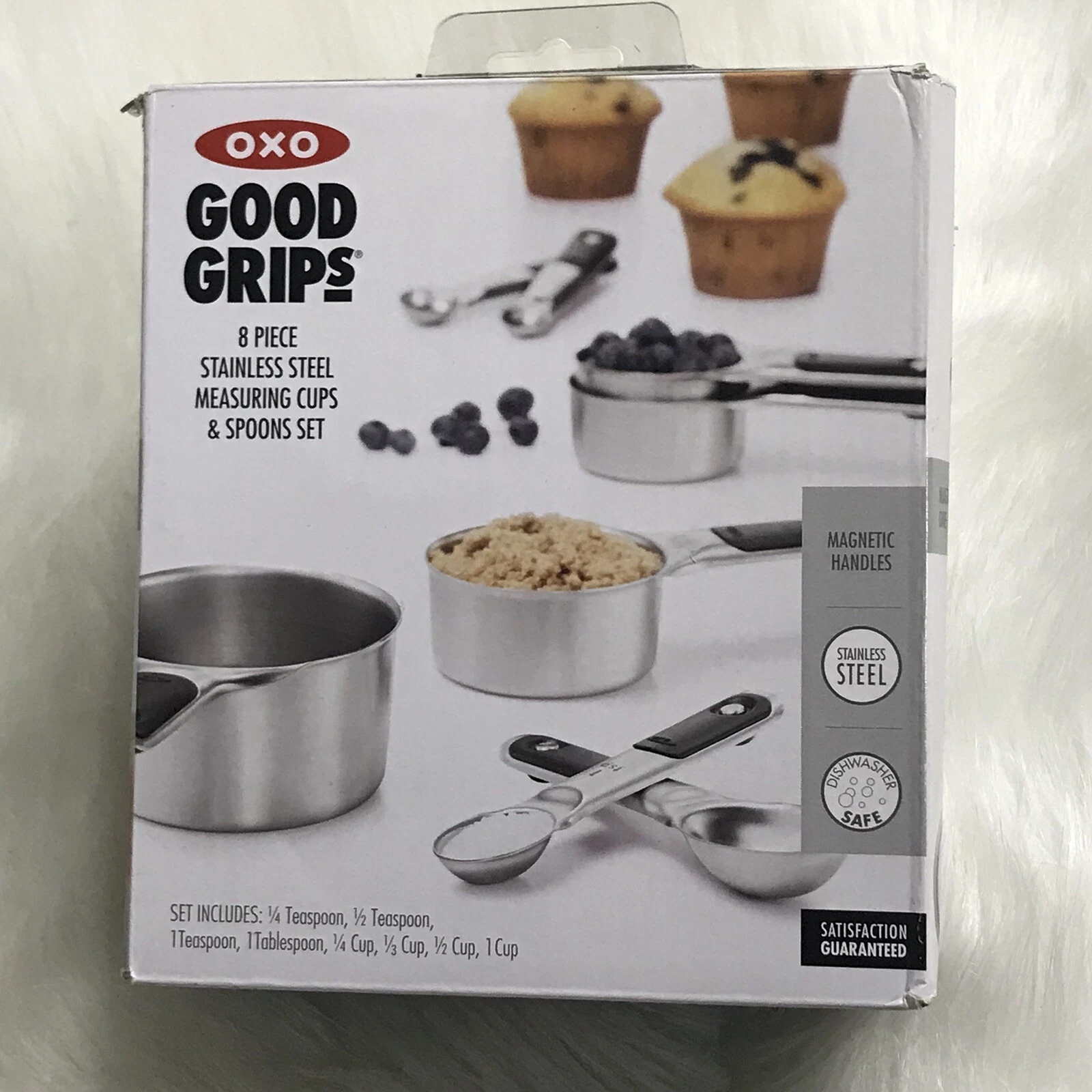 OXO Good Grips Measuring Cups and Spoons Set Stainless Steel 8 Piece Magnetic
