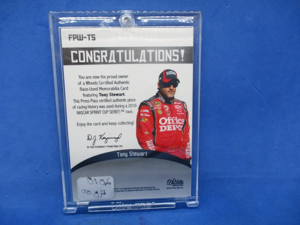 2010 Press Pass Element Flagship Performers Flag Tony Stewart #36/50 - Image 2 of 2