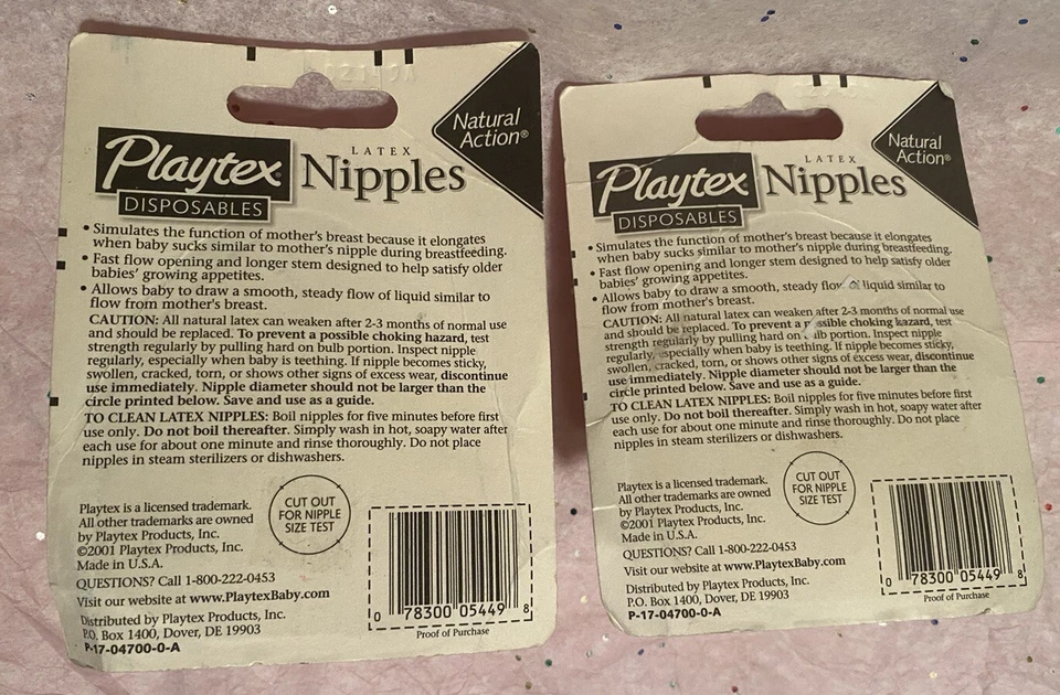 2 Packs PLAYTEX OLDER BABY LATEX FAST FLOW FLAT TOP NIPPLES DISCONTINUED HTF 🍼 - Image 3 of 3