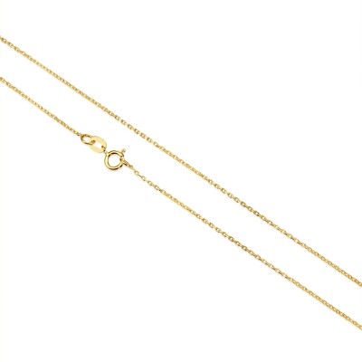 14K Echt Massiv Gold Diamantschliff 0,9 mm Dünn Zierlich Kabel Kette Halskette 16''-20''