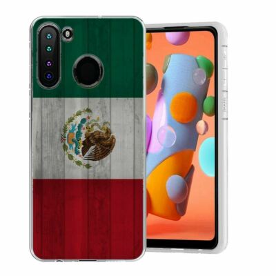 for Samsung Galaxy A21(Wood MX Flag)clear ShockProof Rugged TPU