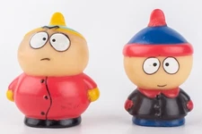 Vintage 1990s/Early 2000s South Park Rubber Figurine Set Cartman & Stan 1.75in.