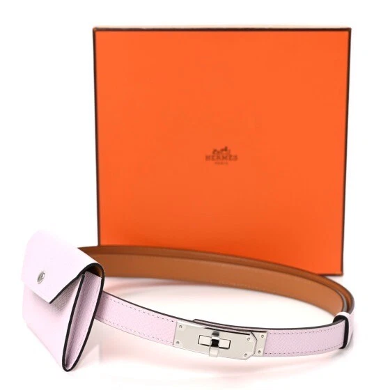 Hermes Kelly 18 Pocket Belt Mauve Pale Pink Palladium  display picture 2