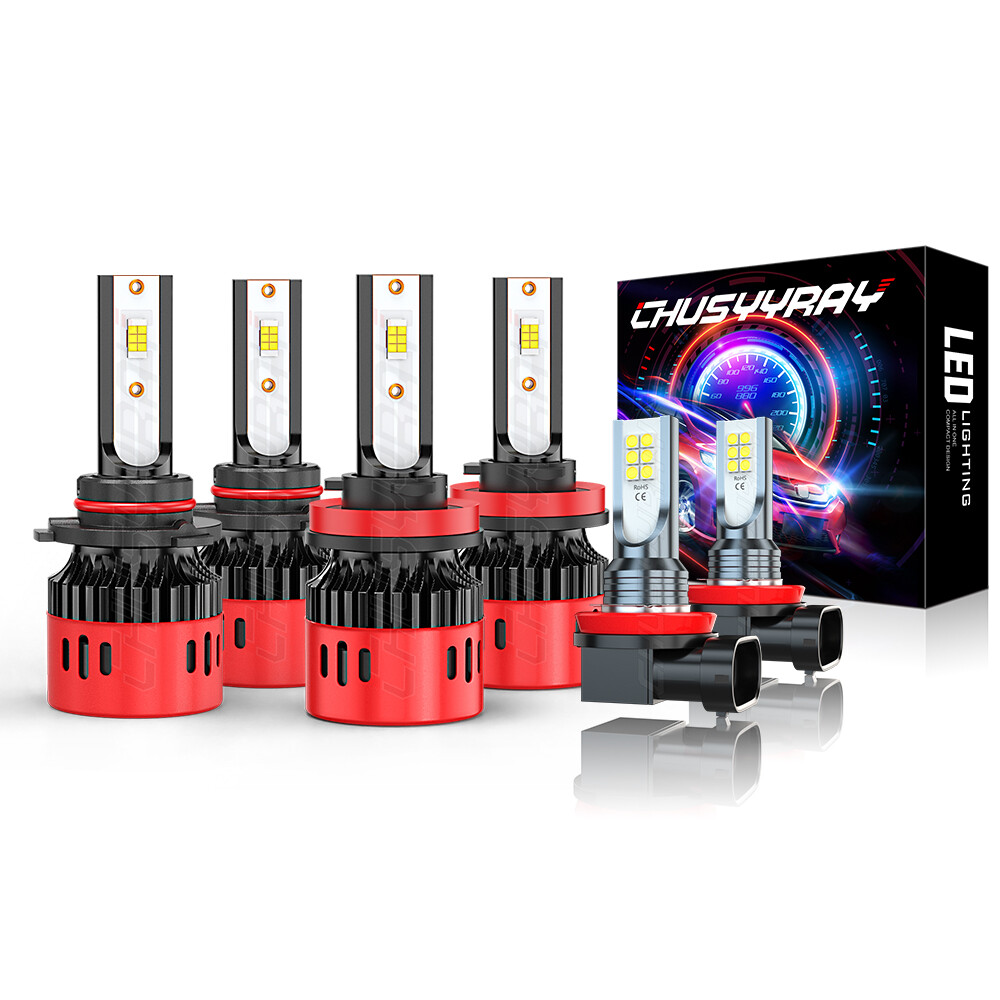 Fit Honda Accord Coupe 2008-15 6000K LED Headlight Hi-Lo + Fog Light Bulbs Combo